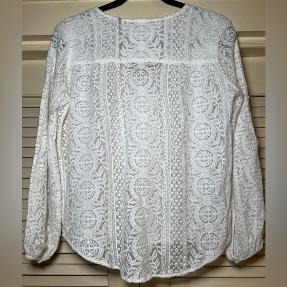 Theory Silk Lace Embroidered Top Shirt Blouse, size small, BohoChic Feminine - Picture 14 of 15
